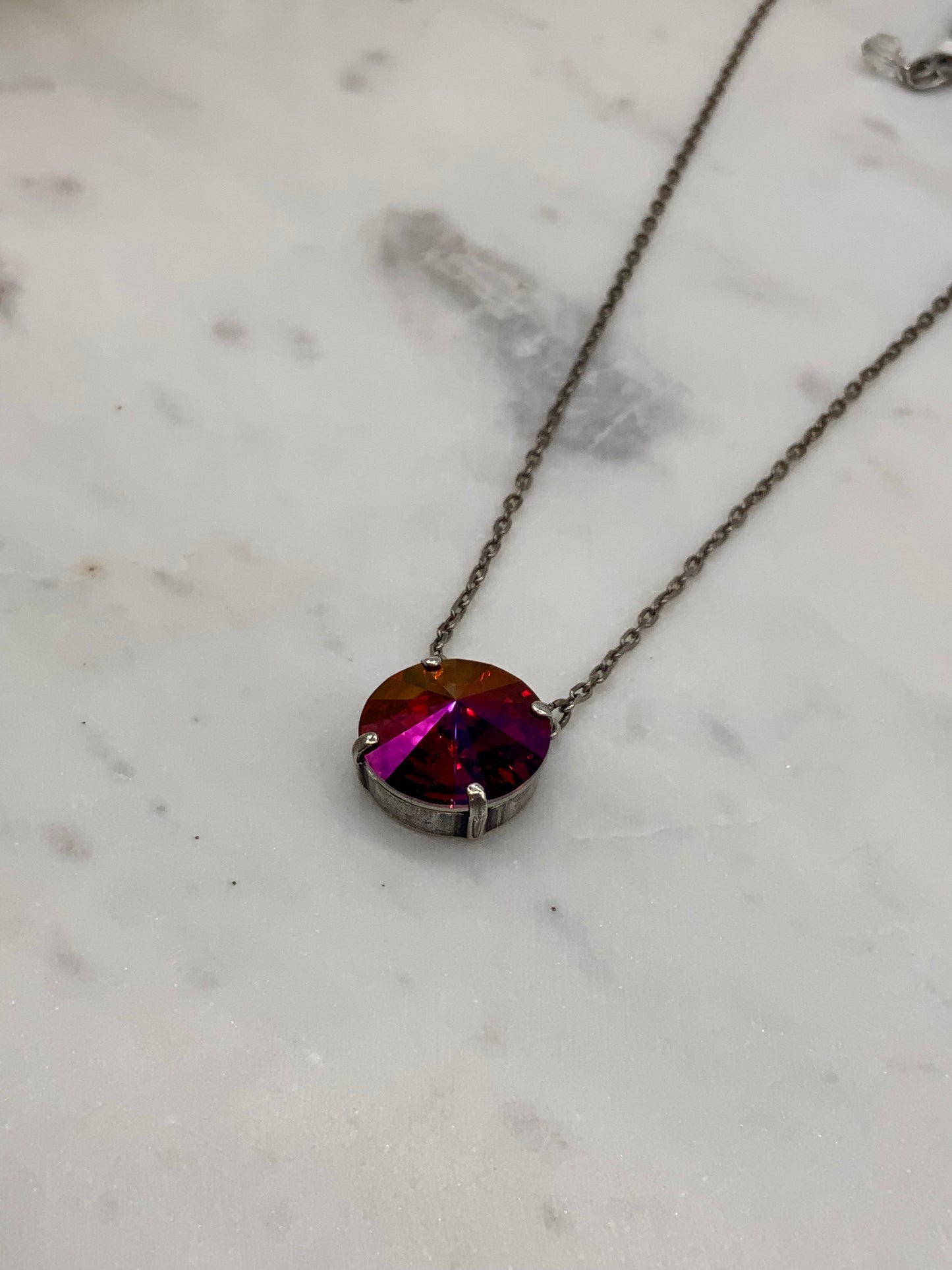 Pinkish-Red Crystal Necklace