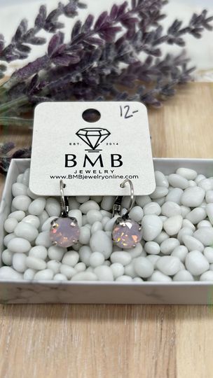 8mm dangle earrings - Rose Water Opal