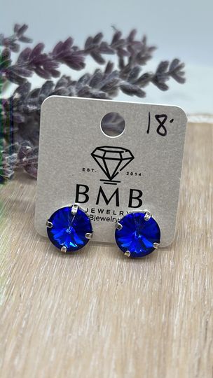 12mm Stud Earrings - Bright Blue