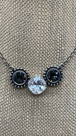 Cluster Necklace - Crystal and Black