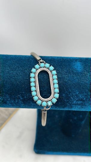 Oval Semi-Bangle Bracelet with Turquoise Crystals