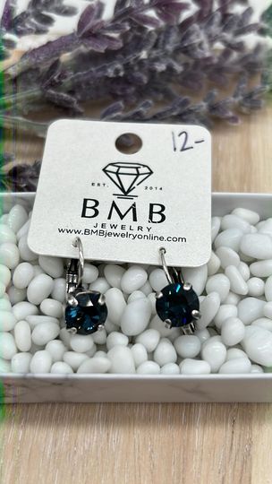 8mm dangle earrings- Navy Blue