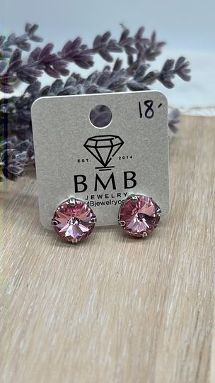 12mm Stud Earrings - Light Rose Pink