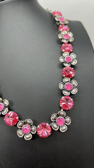 Rose Pink Flower Necklace
