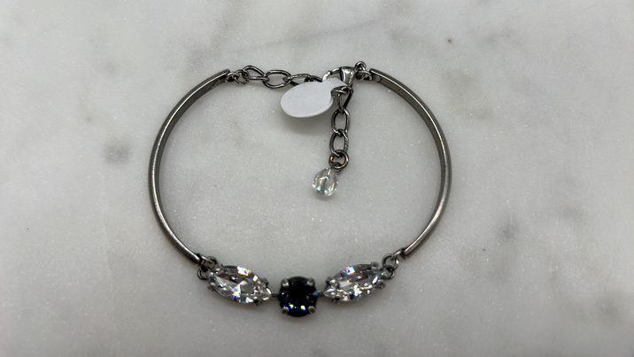 Crystal and Black Semi-Bangle Bracelet