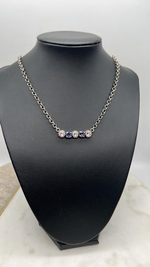Crystal and Tanzanite Bar Necklace
