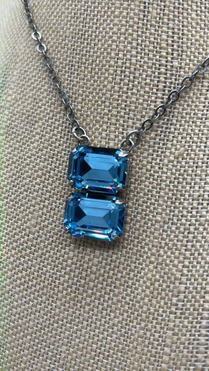 Double Octagon Aquamarine Necklace