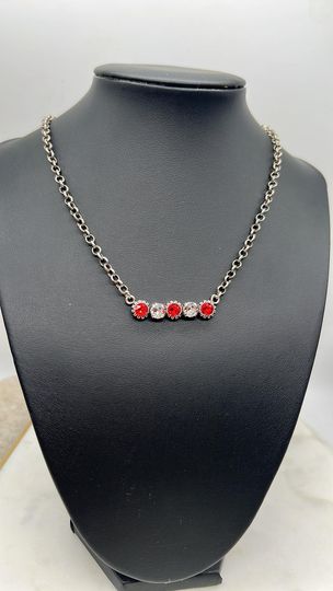 Crystal and Red Bar Necklace