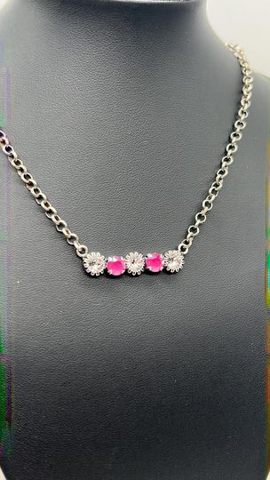 Crystal and Pink Bar Necklace