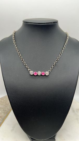 Crystal and Pink Bar Necklace