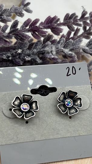 Flower Stud Earrings- Crystal AB