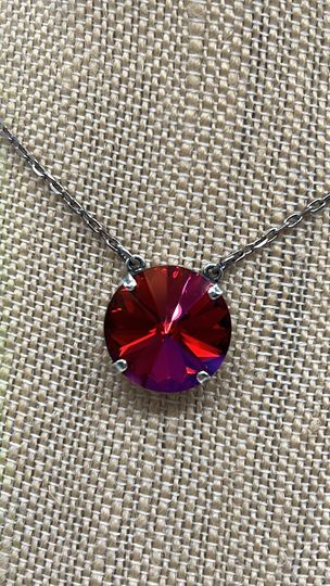 Pinkish-Red Crystal Necklace