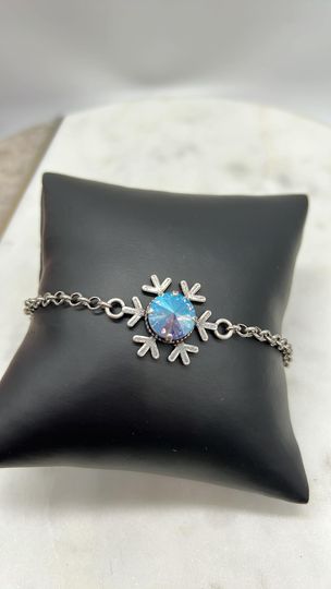 12mm Snowflake Bracelet - Specialty purple/blue shimmer crystal