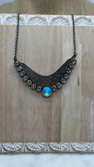 Crystal and Turquoise Filigree Necklace