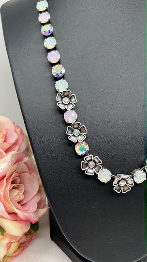8mm Opal Flower Necklace