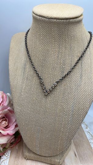V Necklace -  Crystal Golden Shadow