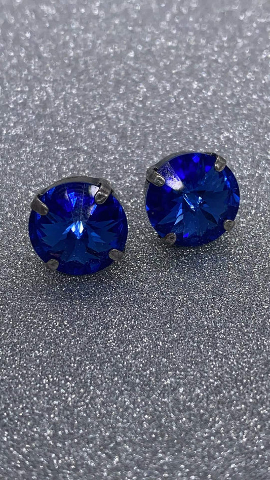 Blue Sapphire Earrings - 12mm