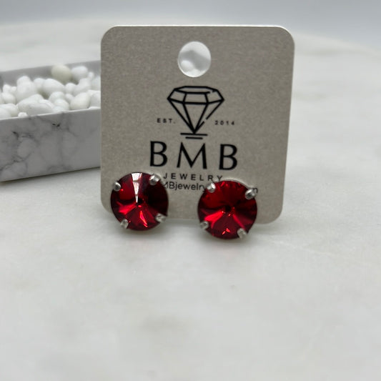 12mm Stud Earrings - Red